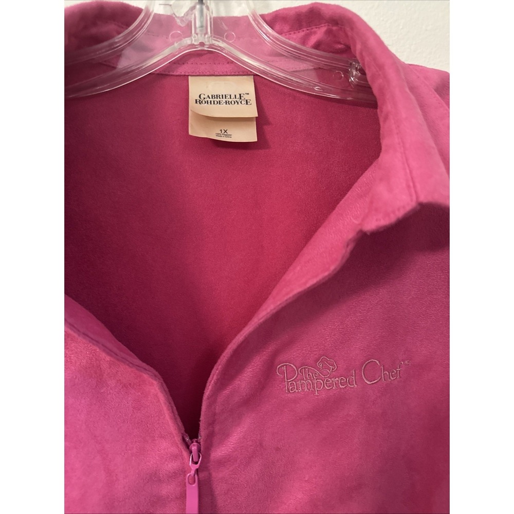 Pink‎ Pampered Chef consultant jacket breast cancer awareness size 1X Suade Feel